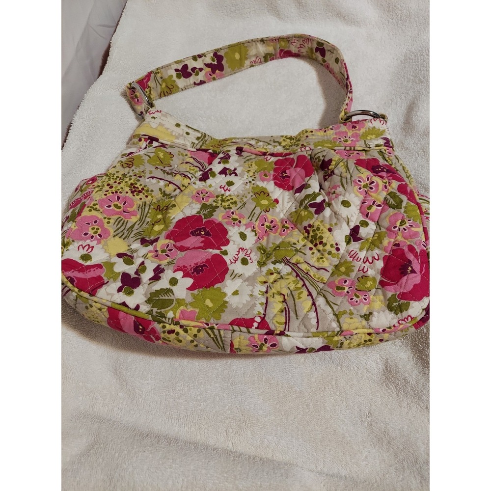 Vera Bradley Floral Quilted Shoulder Bag Purse Pink Green Everyday Carry